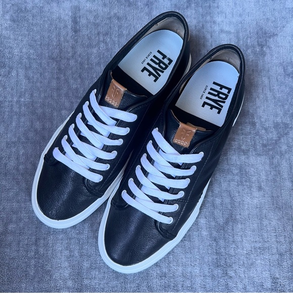 FRYE Gia Leather Platform Women’s Sneakers Sz 9 M Low Top Black Lace Up Casual - Picture 12 of 13